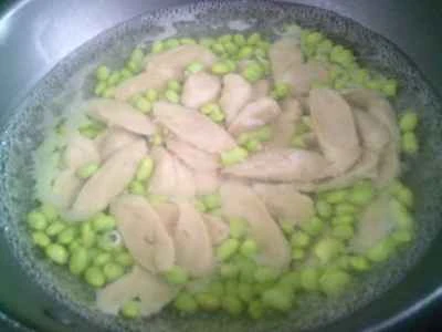 からし菜と枝豆の漬物とグルテン炒めの作り方：5