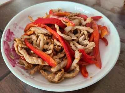 豚肉の細切りと赤唐辛子の炒め物の作り方：6