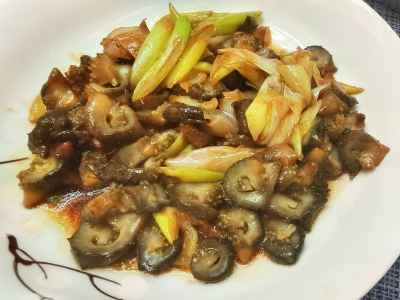 ナマコとネギの炒め物のレシピ