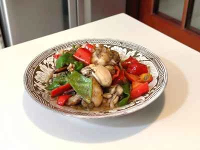 牡蠣とウシガエルのスパイシー炒め レシピ手順：8