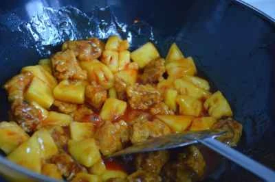 パイナップル入り酢豚のレシピ手順：12