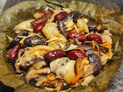 蓮の葉蒸し鶏のレシピ手順：13