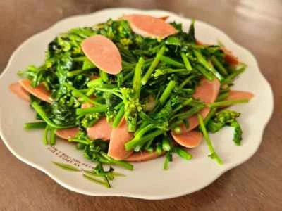 菜種とハムの炒め物の作り方：7