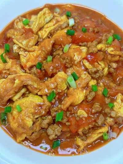 トマト、卵、ひき肉の作り方：15