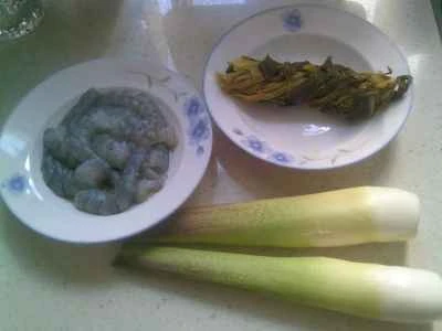 水たけのこの漬物とエビ炒めの作り方：1