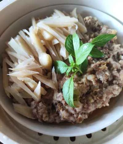 ピクルスにしたマスタードグリーン入り蒸し豚パテの作り方：9