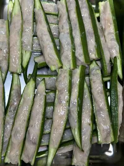 エビペースト入りオクラ詰めの作り方：6