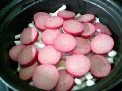 シーフードマッシュルーム、赤ソーセージ、豆腐のシチューの作り方：11