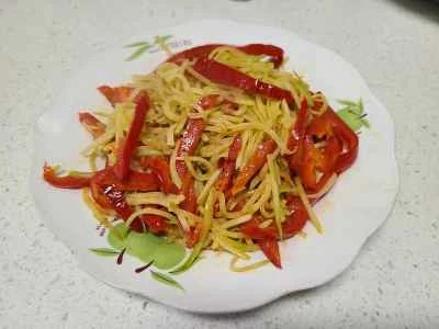 千切り大根と赤唐辛子の炒め物の作り方：5