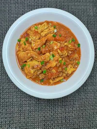 トマト、卵、ひき肉の作り方：13