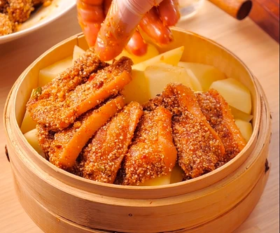 四川風蒸し豚肉と米粉のレシピ手順：6