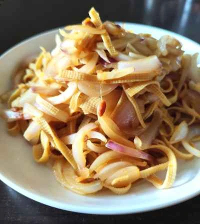 玉ねぎと豆腐の皮の炒め物の作り方:7