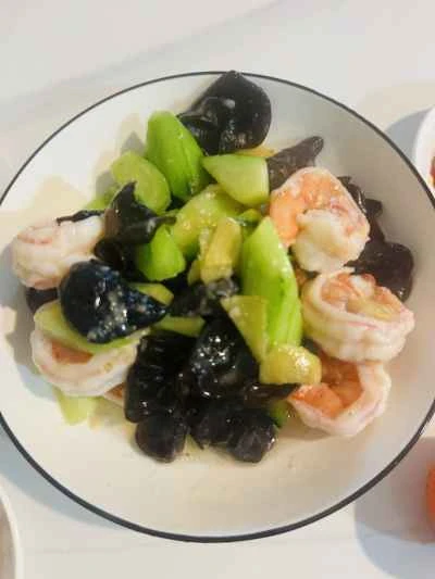 きゅうり、キクラゲ、エビのレシピ