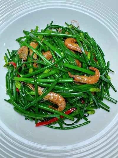 エビとニラの花の炒め物の作り方：14