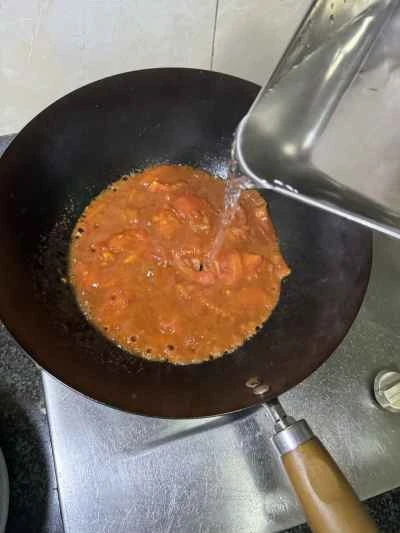 トマト、卵、エビペーストのレシピ手順：8