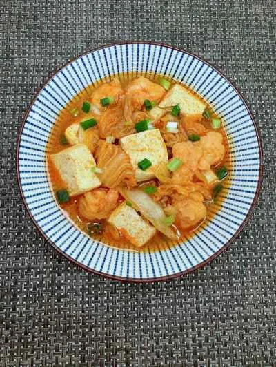 キムチ豆腐エビ鍋
