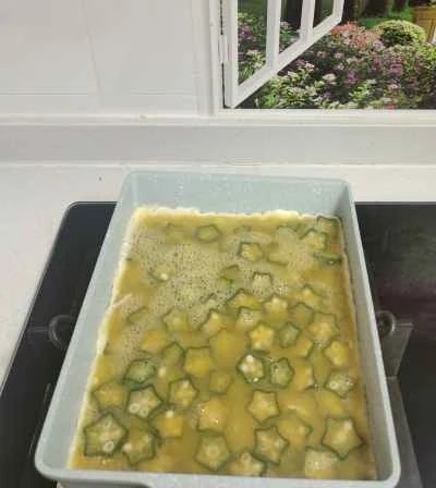 オクラとスクランブルエッグの作り方：4