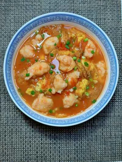 トマト、卵、エビペーストのレシピ