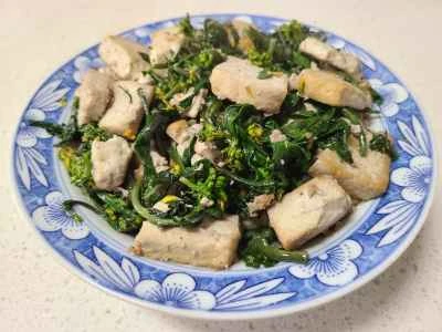 赤からし菜と豆腐の炒め物の作り方：5