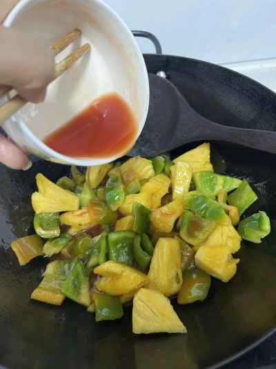 低脂肪バージョンのパイナップル入り酢豚（鶏の胸肉、揚げない）の作り方：9