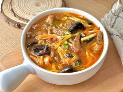 酸辣スープとカリカリ豚肉のレシピ