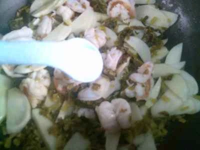 水たけのこの漬物とエビ炒めの作り方：11