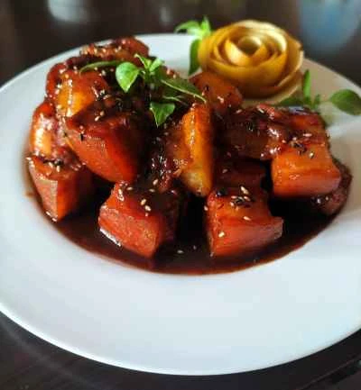 蜂蜜梨入り豚肉の煮込みの作り方：7