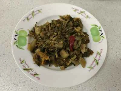 からし菜の漬物と卵炒めの作り方：1