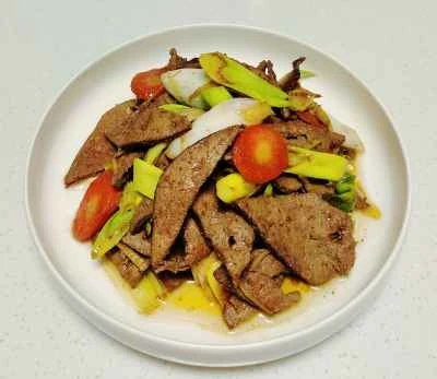 レバーチップとネギの炒め物のレシピ