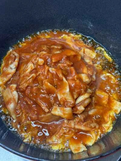 キムチ、豆腐、エビの鍋の作り方：4