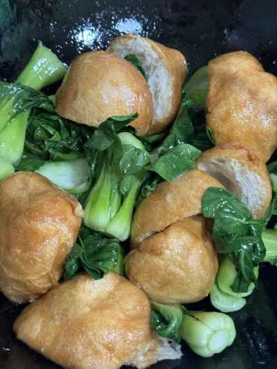 上海白菜と揚げグルテン炒めの作り方：5