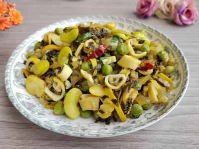 たけのことそら豆とからし菜の炒め物のレシピ