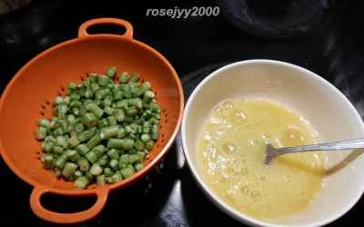 ササゲと卵の炒め物の作り方：1