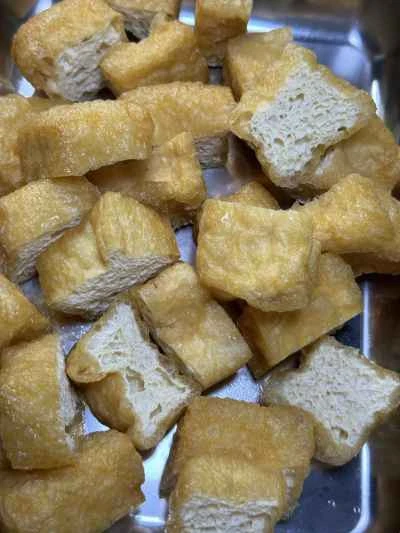 豆腐パフとベビーチンゲン菜の炒め物の作り方：3