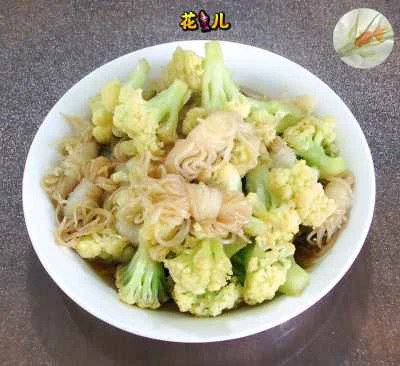 こんにゃくの結び目とカリフラワーの炒め物のレシピ