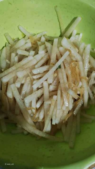 蒸し大根の千切りレシピの手順：3