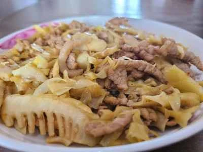 細切り豚肉とたけのこと炒め物のレシピ