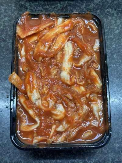 キムチ、豆腐、エビの鍋の作り方：1