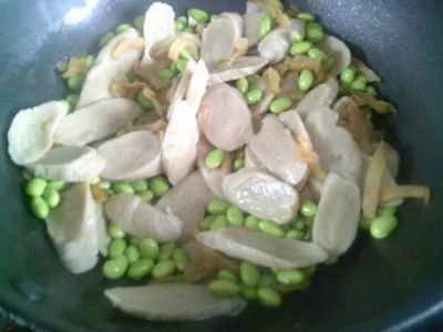 からし菜と枝豆の漬物とグルテン炒めの作り方：6