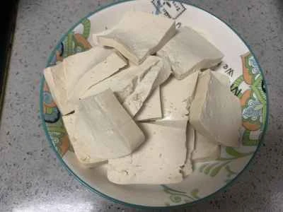 緑と赤ピーマンの豆腐の作り方：3