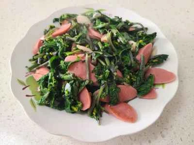 ハムと赤カラシナの炒め物の作り方：9