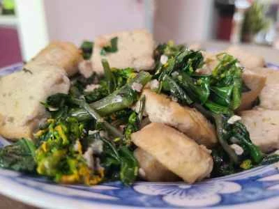 赤からし菜と豆腐の炒め物の作り方：6