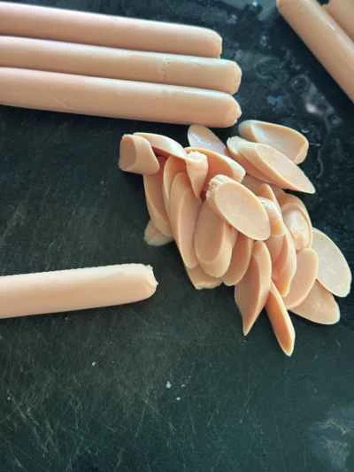 ハムとスクランブルエッグの作り方：1