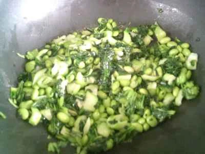 手摘み野菜と枝豆の炒め物の作り方：11