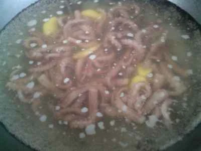 イカの足とネギの炒め物の作り方：7