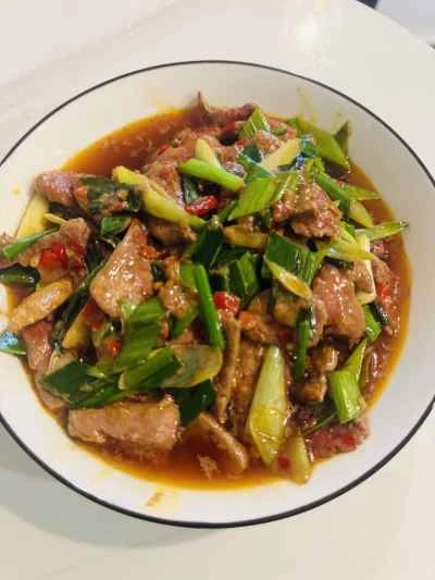 豚レバーと唐辛子とニンニクの芽の炒め物の作り方：7