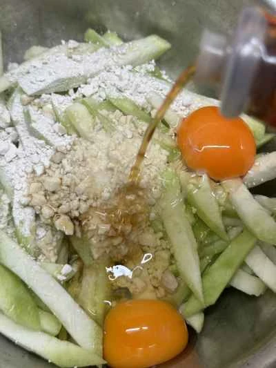 ヘチマとエビのパンケーキの作り方：7