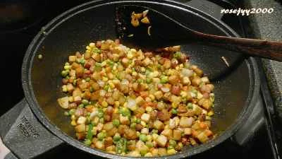 塩豚、乾燥豆腐、角切りコーンの作り方：10