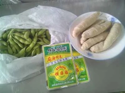 からし菜と枝豆の漬物とグルテン炒めの作り方：1