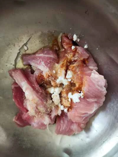 春野菜に漬け込んだ豚肉のスライスの作り方:3